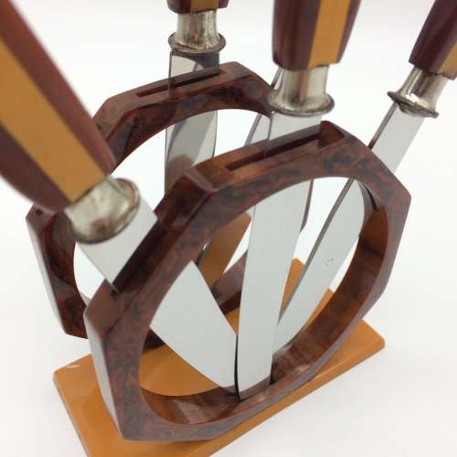 Art Deco Bakelite Fruit Knives and Stand