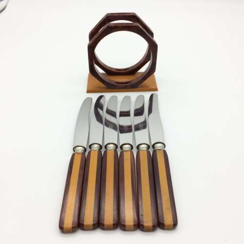 Art Deco Bakelite Fruit Knives and Stand