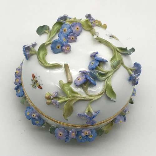 Antique `Meissen` Porcelain Bowl and Cover