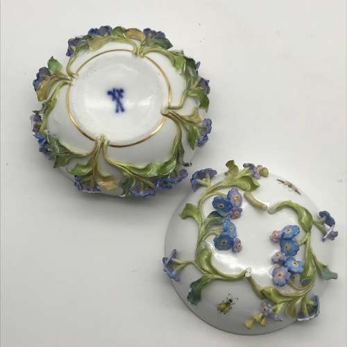 Antique `Meissen` Porcelain Bowl and Cover