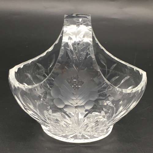Attractive `Rose-Cut` Vintage Crystal Basket
