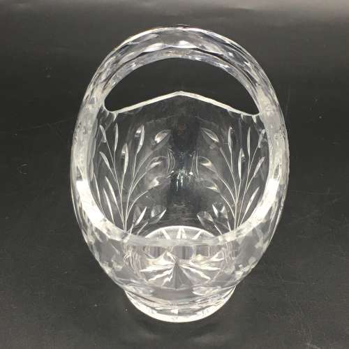 Attractive `Rose-Cut` Vintage Crystal Basket