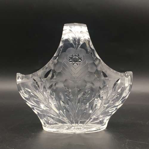 Attractive `Rose-Cut` Vintage Crystal Basket