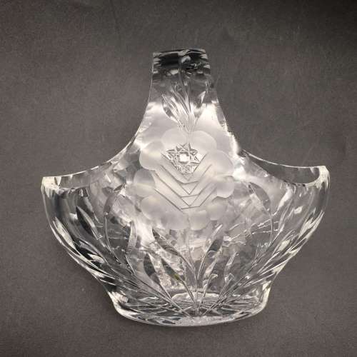 Attractive `Rose-Cut` Vintage Crystal Basket