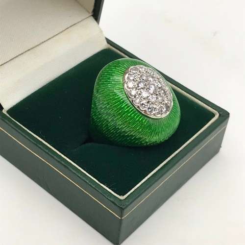 18ct Gold, Diamond & Enamel Dome Ring (V. R106 400)