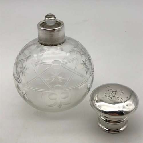 Antique Silver & Crystal Perfume Bottle (1920)