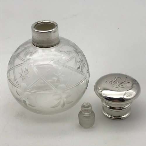 Antique Silver & Crystal Perfume Bottle (1920)