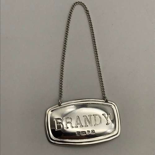 Vintage Solid Silver `BRANDY` Decanter Label