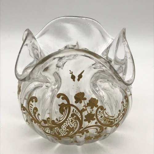 Victorian `Gilt Decorated - Handkerchief` Glass Vase