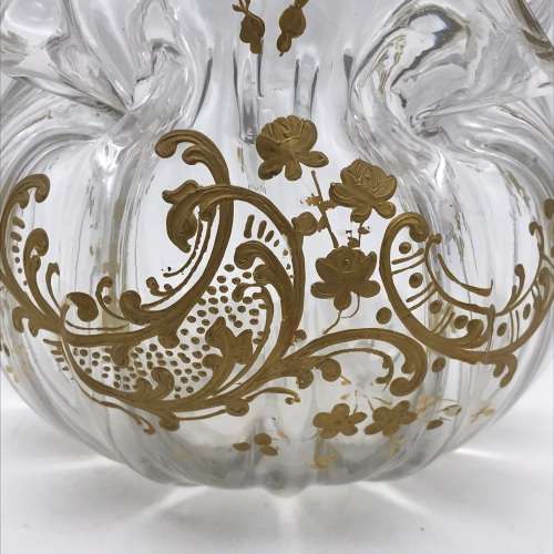 Victorian `Gilt Decorated - Handkerchief` Glass Vase