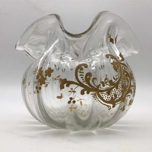 Victorian `Gilt Decorated - Handkerchief` Glass Vase