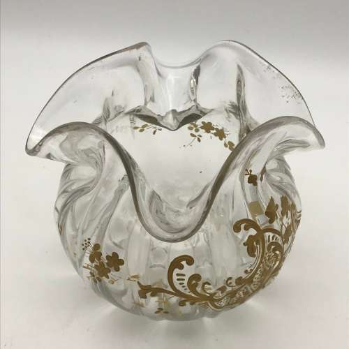Victorian `Gilt Decorated - Handkerchief` Glass Vase