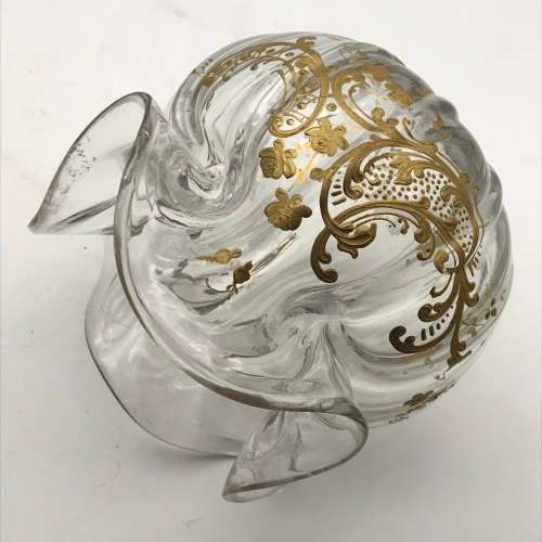 Victorian `Gilt Decorated - Handkerchief` Glass Vase
