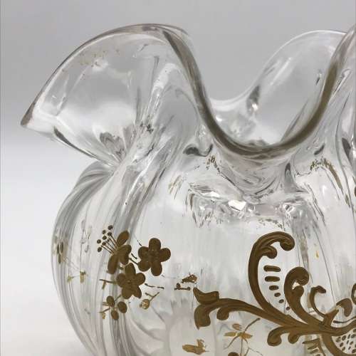 Victorian `Gilt Decorated - Handkerchief` Glass Vase