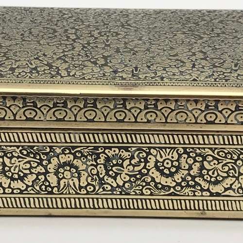 Early Brass & Enamel Cigar or Trinket Box