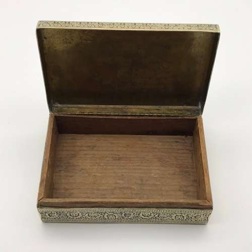 Early Brass & Enamel Cigar or Trinket Box