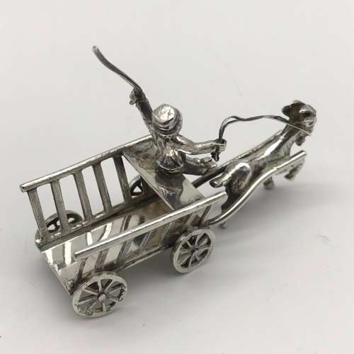 Antique `Miniature` Silver Goat & Cart (1904)