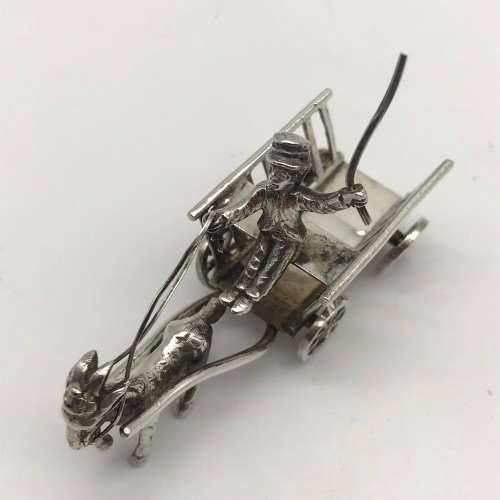 Antique `Miniature` Silver Goat & Cart (1904)