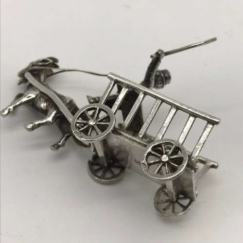 Antique `Miniature` Silver Goat & Cart (1904)