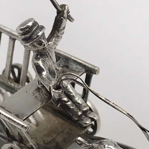 Antique `Miniature` Silver Goat & Cart (1904)