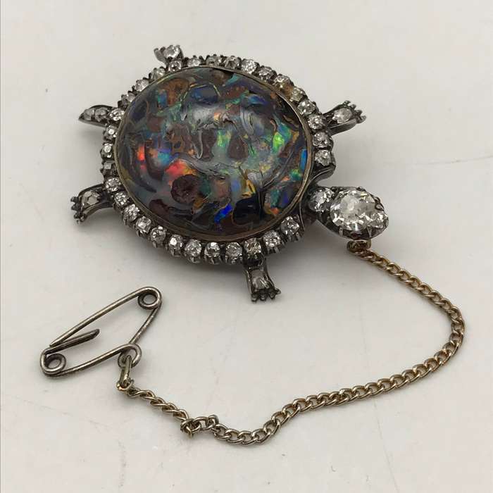 Victorian Gold, Diamond & Opal Tortoise Brooch/Pendant