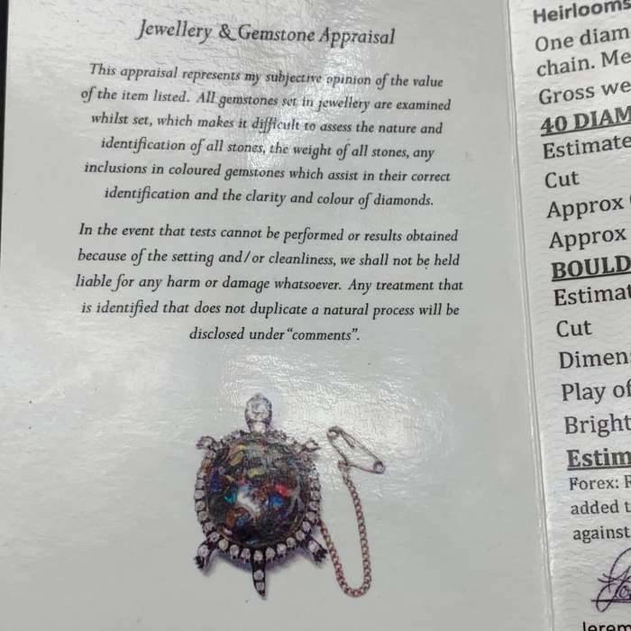 Victorian Gold, Diamond & Opal Tortoise Brooch/Pendant
