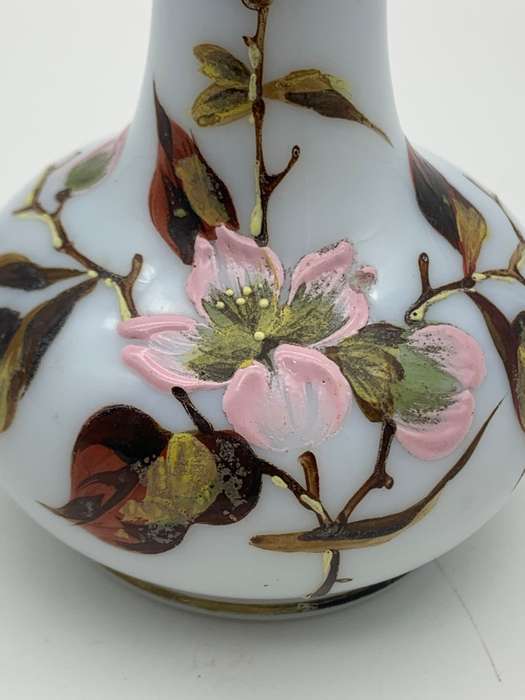 Antique Hand Painted Opaline Glass Scent Bottle