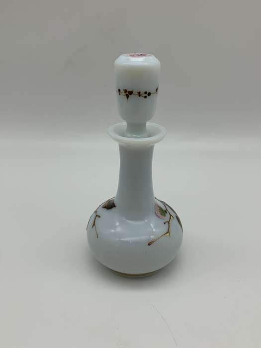 Antique Hand Painted Opaline Glass Scent Bottle