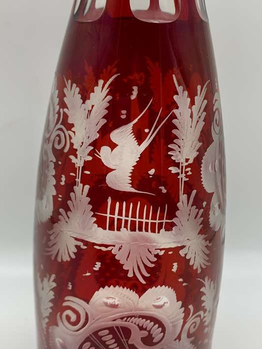Antique Bohemian `Cut-to-Clear` Crystal Decanter