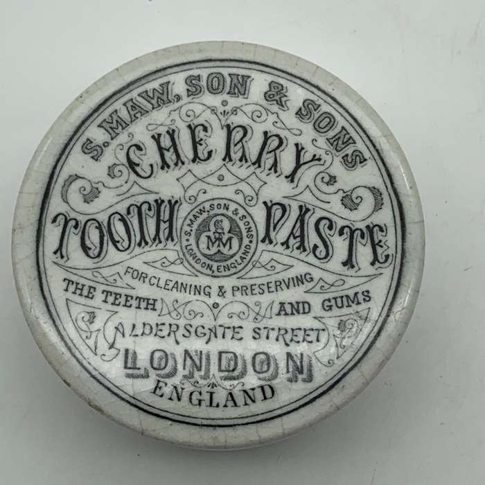 Antique `Cherry Toothpaste` Pot & Lid