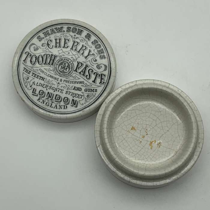 Antique `Cherry Toothpaste` Pot & Lid