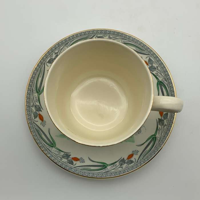 Large Antique `Farmers Arms` Cider Mug & Saucer (Burgess & Leigh)
