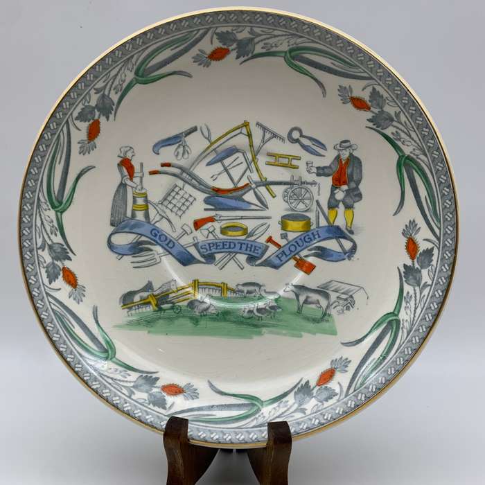 Large Antique `Farmers Arms` Cider Mug & Saucer (Burgess & Leigh)
