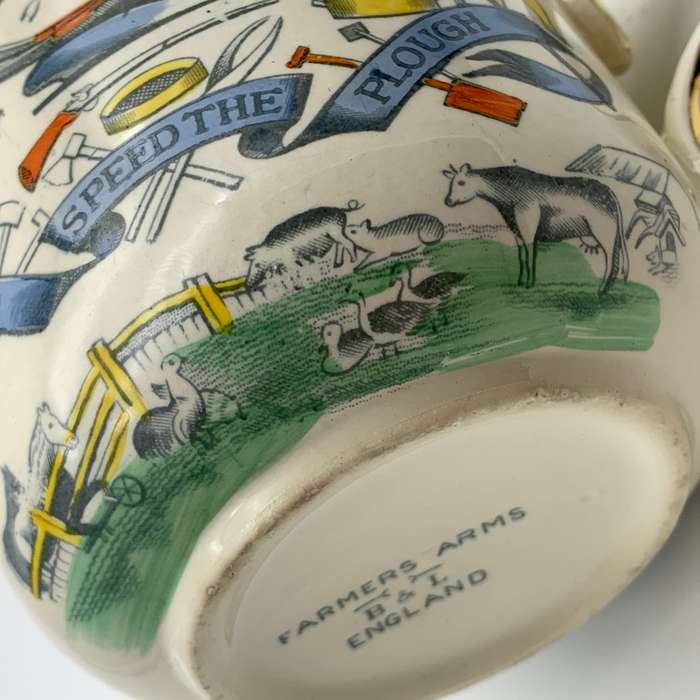 Large Antique `Farmers Arms` Cider Mug & Saucer (Burgess & Leigh)