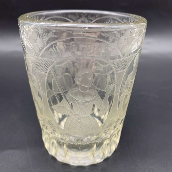 Rare Georgian Engraved Lead Glass Dutch Tumbler (C.1720`s)