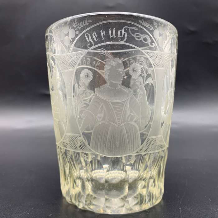 Rare Georgian Engraved Lead Glass Dutch Tumbler (C.1720`s)