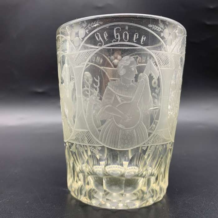 Rare Georgian Engraved Lead Glass Dutch Tumbler (C.1720`s)