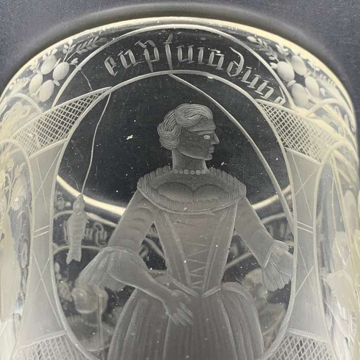 Rare Georgian Engraved Lead Glass Dutch Tumbler (C.1720`s)