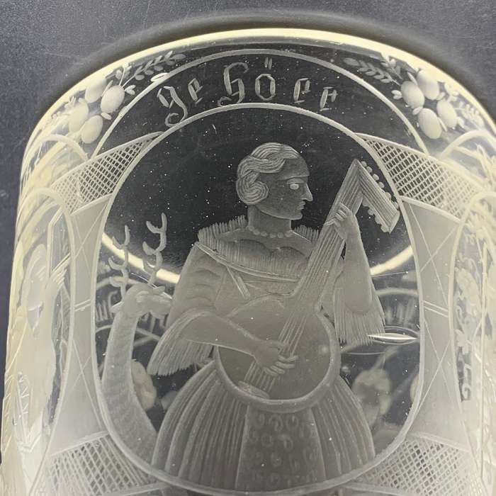 Rare Georgian Engraved Lead Glass Dutch Tumbler (C.1720`s)