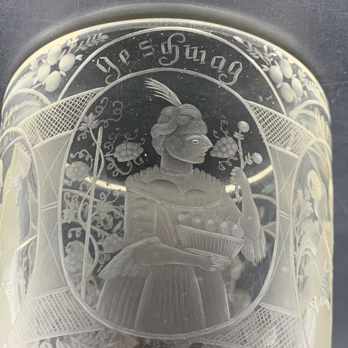 Rare Georgian Engraved Lead Glass Dutch Tumbler (C.1720`s)