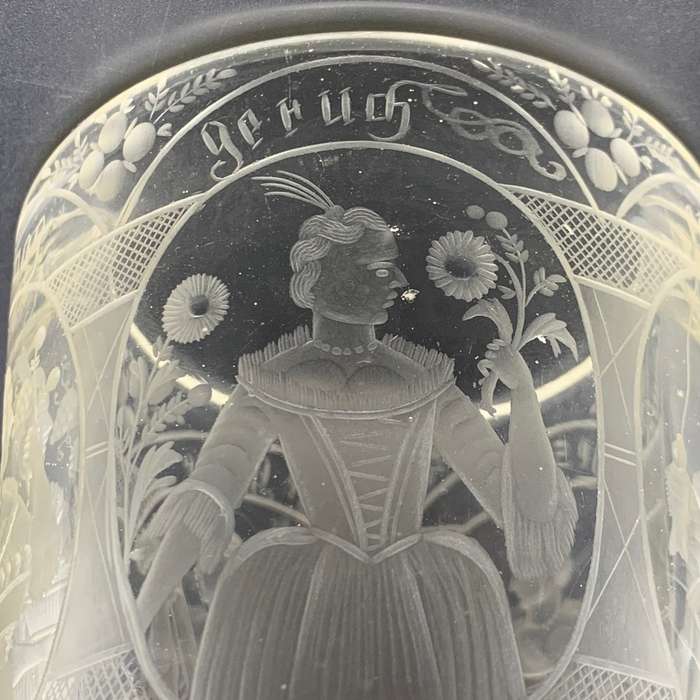 Rare Georgian Engraved Lead Glass Dutch Tumbler (C.1720`s)