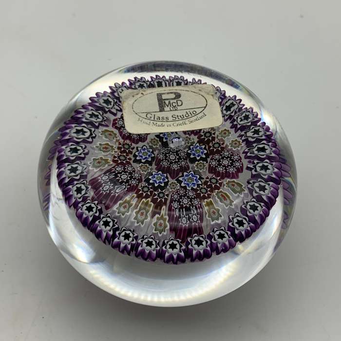 Vintage `Peter McDougall` (PMcD) Glass Paperweight (Signed)