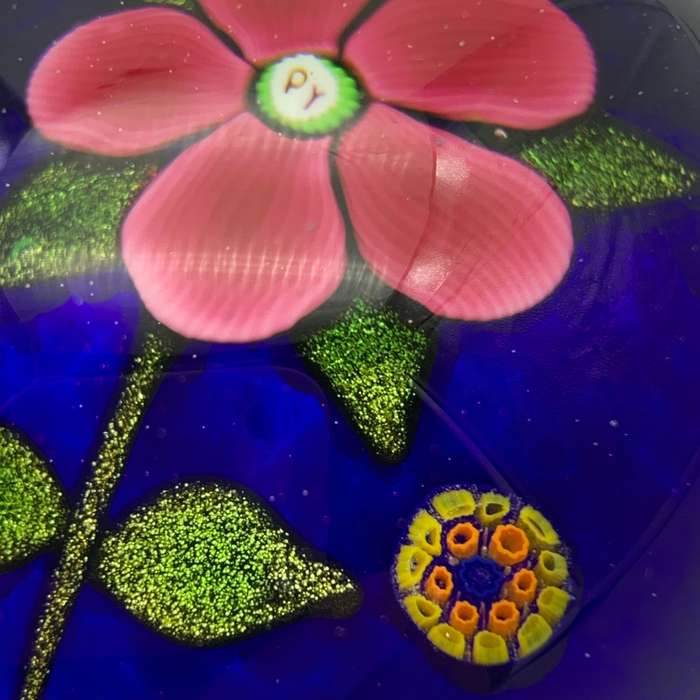 Rare `Paul Ysart` Glass (Pink Flower) Paperweight