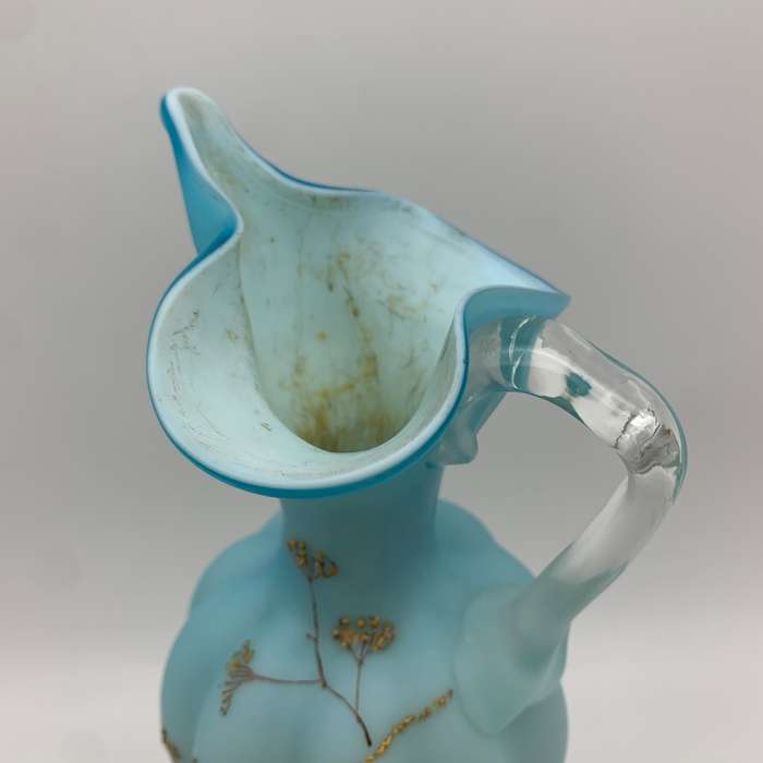 Antique `Blue Satin Glass` Ewer/Jug