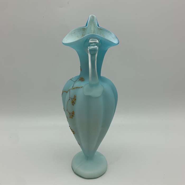 Antique `Blue Satin Glass` Ewer/Jug