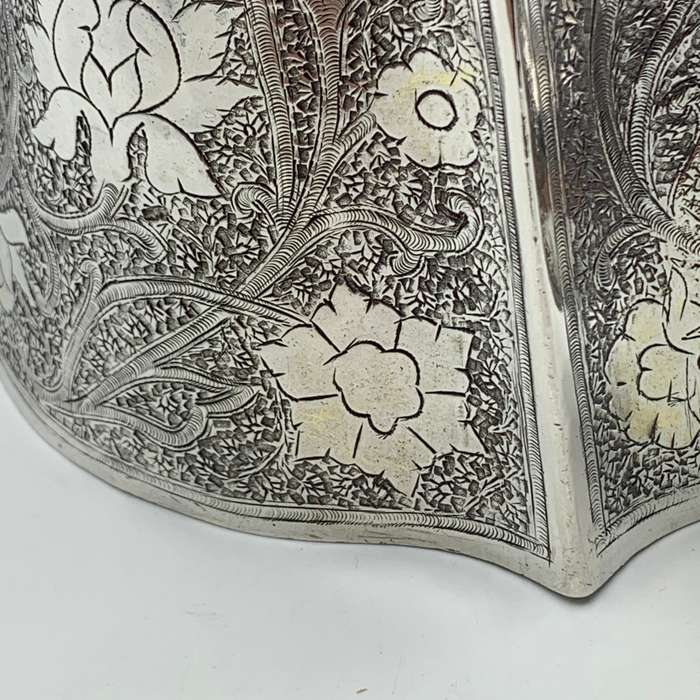 Antique Solid Silver `Floral Engraved` Teapot
