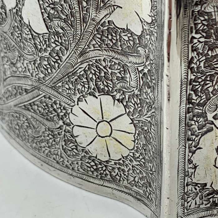 Antique Solid Silver `Floral Engraved` Teapot
