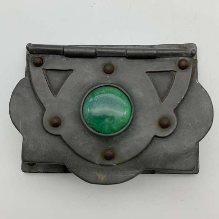 Rare `Arts & Crafts` Pewter & Ruskin Cabochon Box