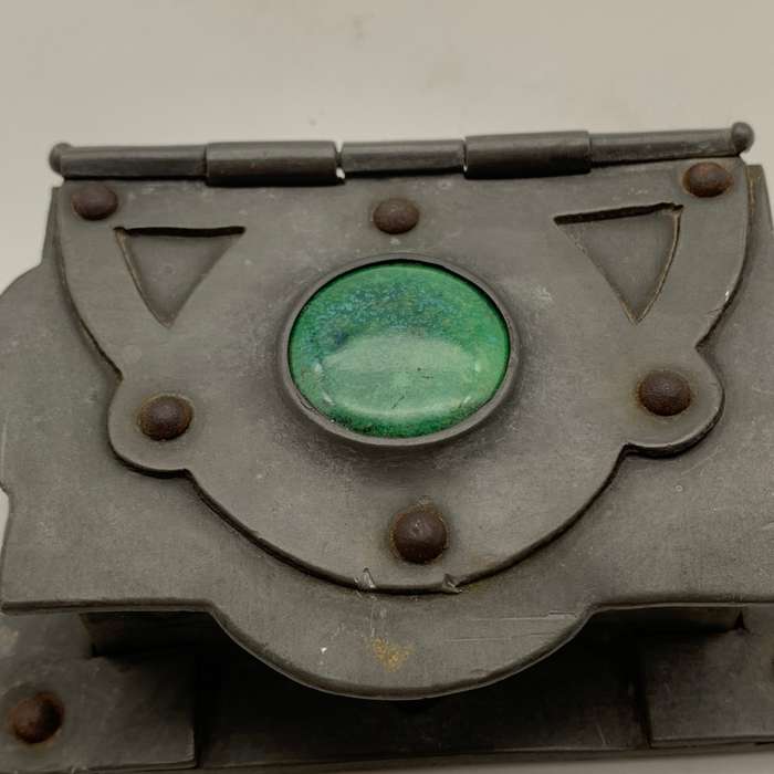 Rare `Arts & Crafts` Pewter & Ruskin Cabochon Box