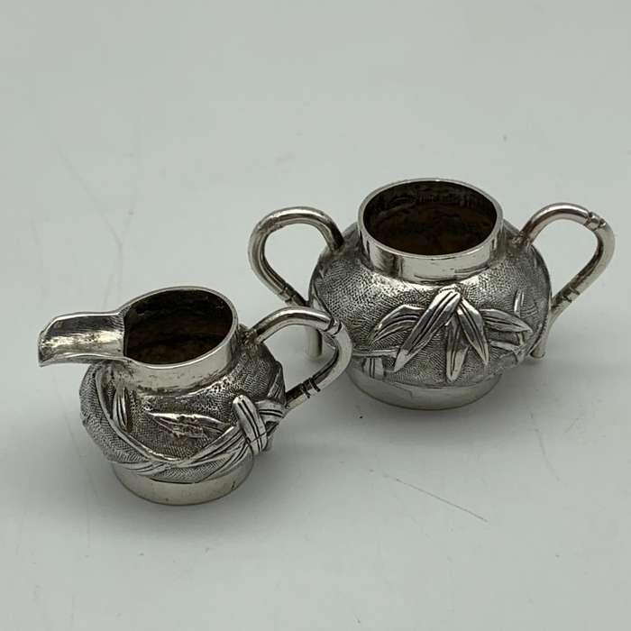 Antique Silver `Chinese Export` Miniature Tea Set (Wang Hing)